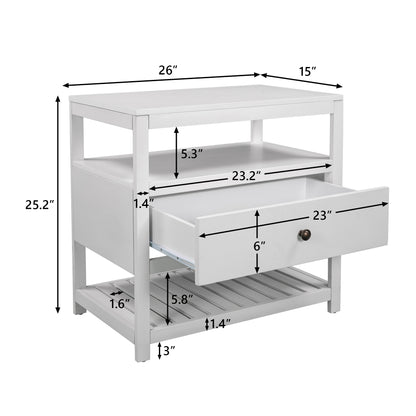 Modern Wooden Nightstand with Drawers Storage for Living Room/Bedroom, White