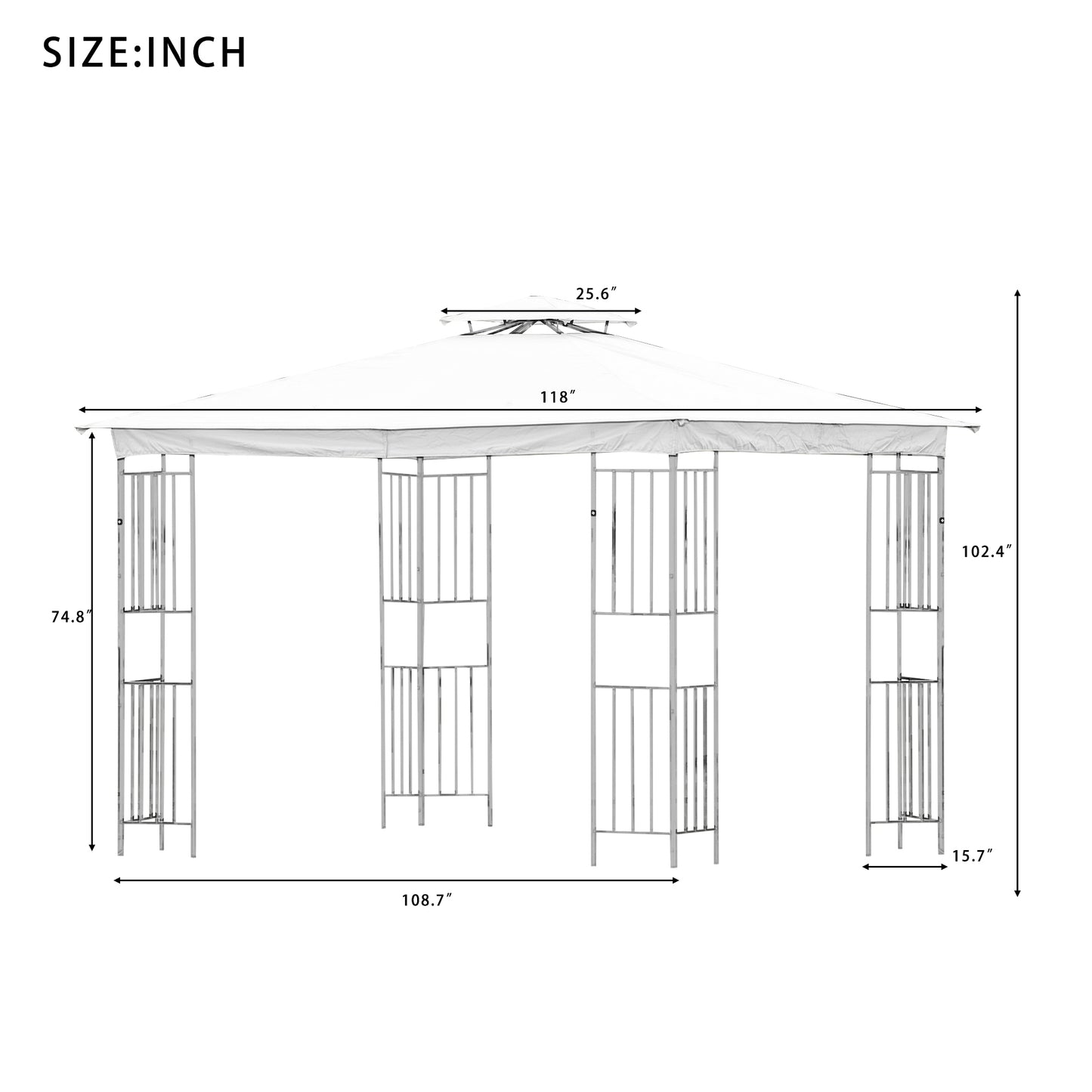 U_STYLE Patio Gazebos for Patios Double Roof Soft Canopy Garden Backyard Gazebo for Shade and Rain,Beige