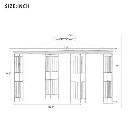 U_STYLE Patio Gazebos for Patios Double Roof Soft Canopy Garden Backyard Gazebo for Shade and Rain,Beige