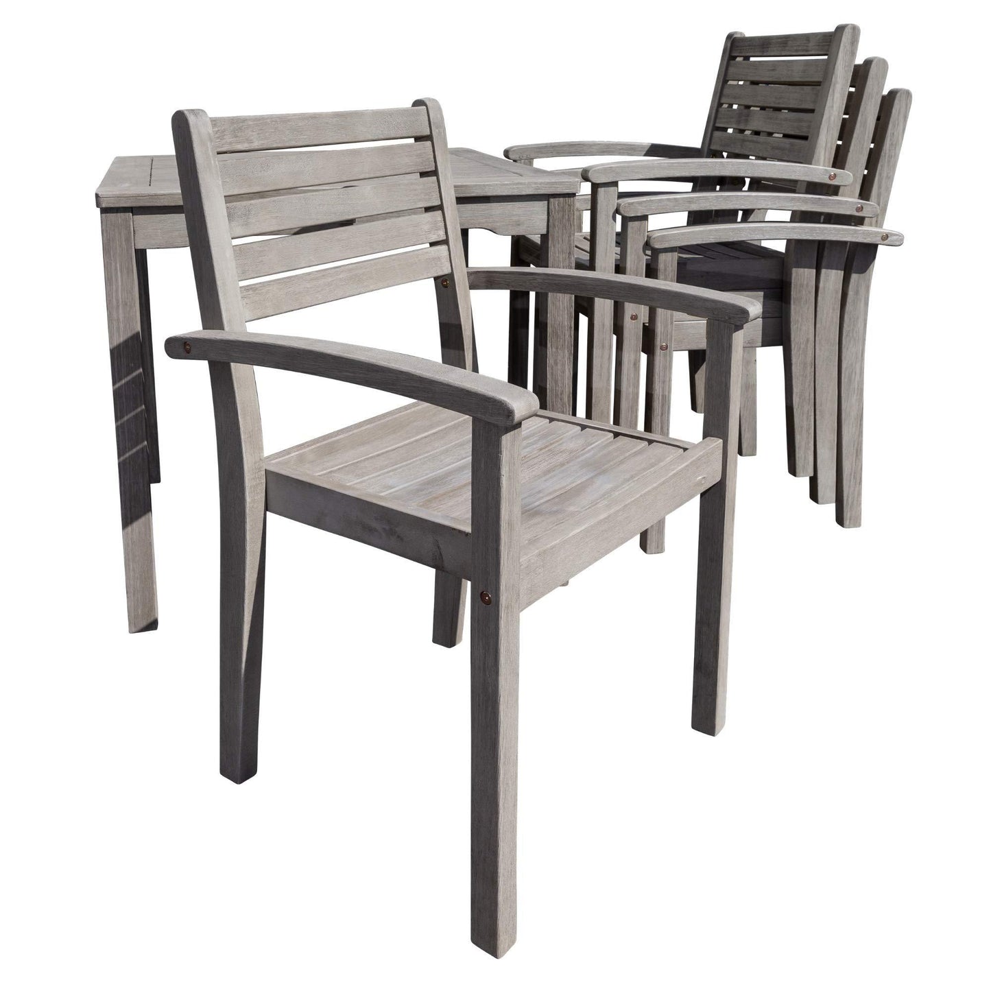 5-Piece Eucalyptus Dining Set, Driftwood Gray Finish