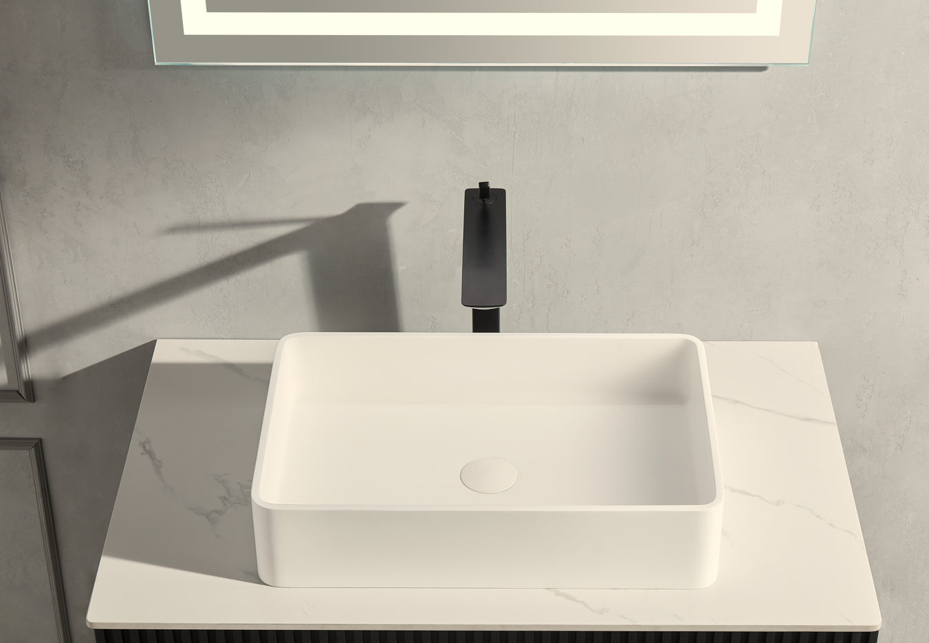 21.25'' x13.75''   Matte white Bathtoom Vessel Basin Artificial Stone Solid Surface Countertop Sink 540x350MM