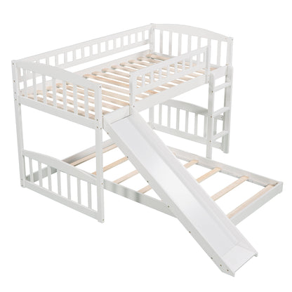 Twin Over Twin Bunk Bed with Slide and Ladder, White(OLD SKU :LP000514AAK)