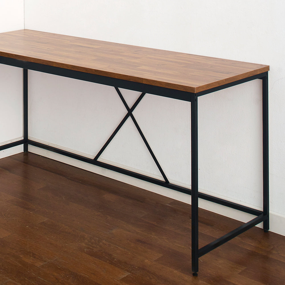 Olympus Wood and Metal Corner Desk in Acacia and Black