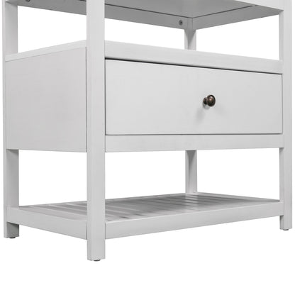 Modern Wooden Nightstand with Drawers Storage for Living Room/Bedroom, White