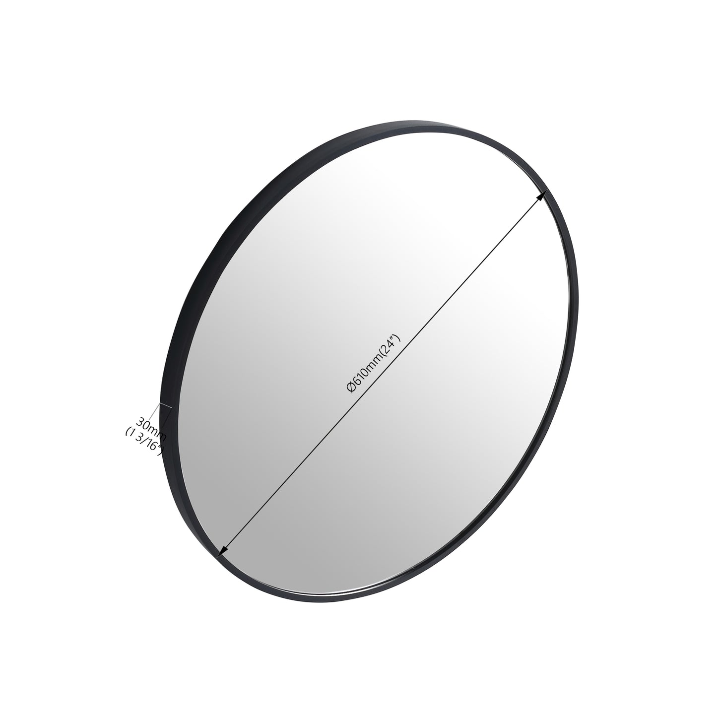 24"  Large Round Black Circular Mirror