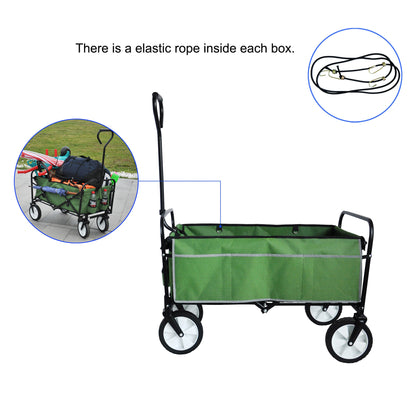 Folding Wagon Garden Shopping Beach Cart (Green)