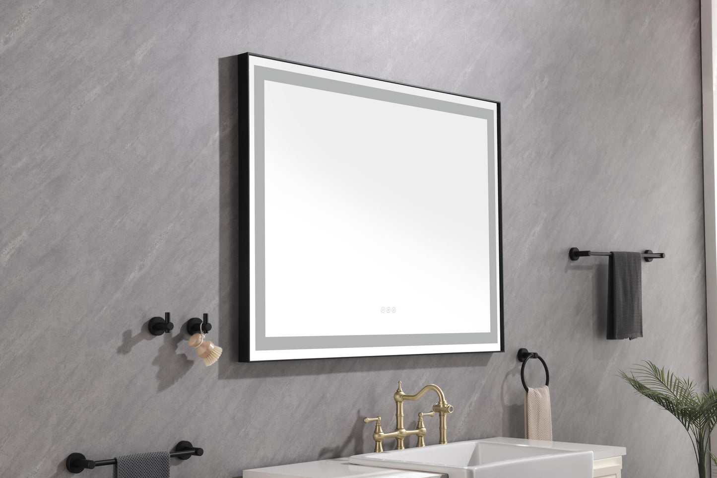 LED Lighted Bathroom Wall Mounted Mirror with High Lumen+Anti-Fog Separately Control