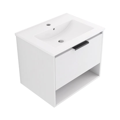 24 inches Bathroom Vanity with Integrated Ceramic Sink and 1 Soft Close Drawer