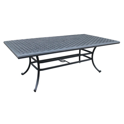 3 Piece Outdoor Aluminum Dining Set, Rectangular table and Benches, Navy Blue