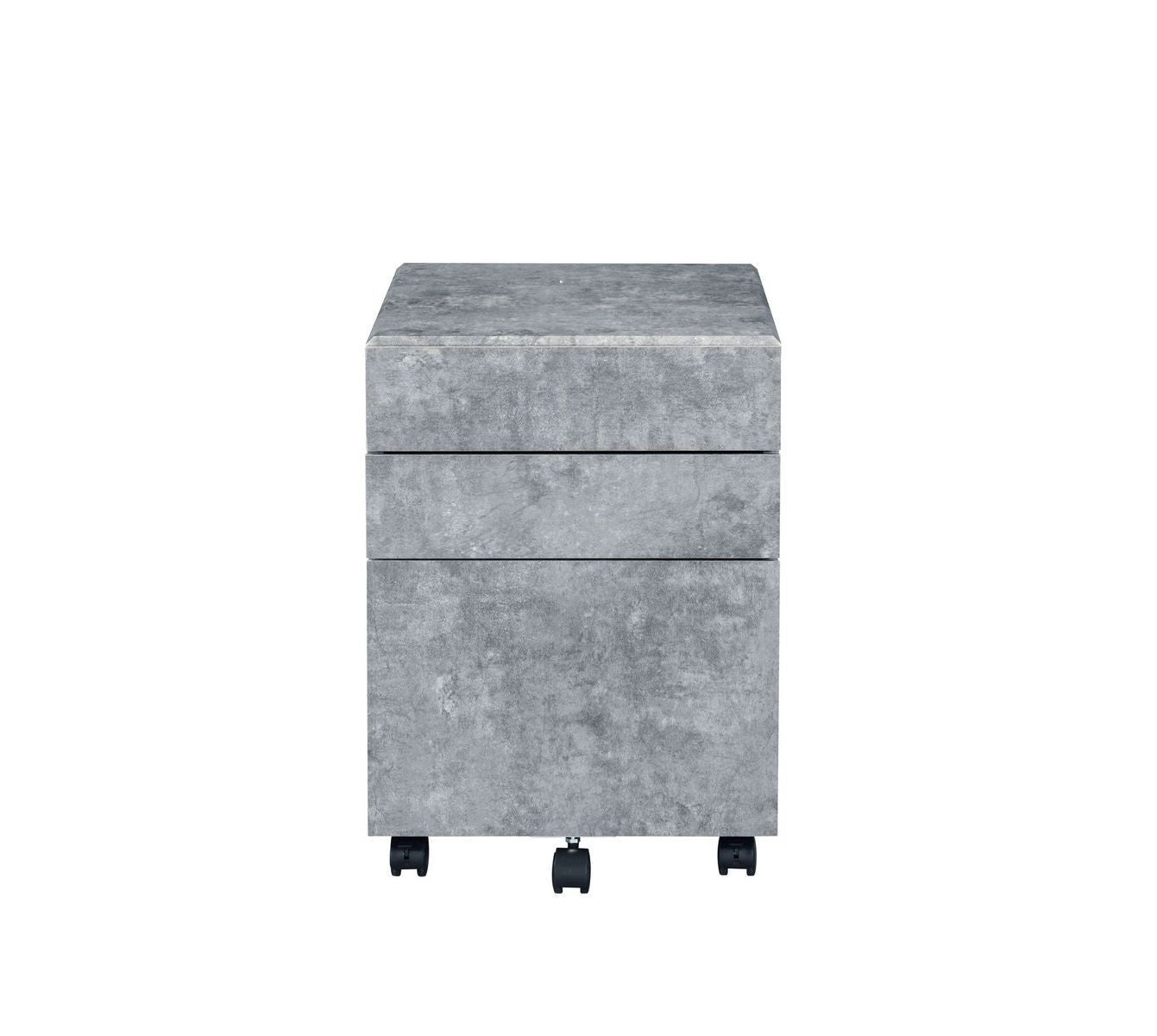 ACME Jurgen File Cabinet, Faux Concrete & Silver 92909