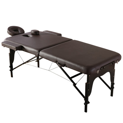 HengMing  Portable Massage table 29 Inchs Wide PU  leather，2 Section Wooden Adjustable Folding Massage Bed With Carrying Case
