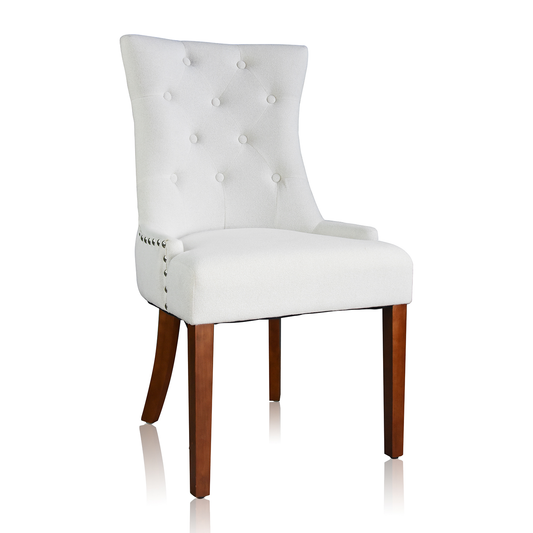 LYHome Mordern Fabric Dining Chairs, 2-Pcs Set, Iceam cream white