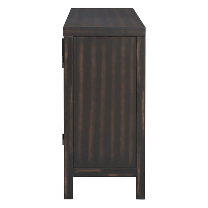 TREXM Large Storage Space Sideboard with Artificial Rattan Door and metal handles for Living Room and Entryway (Espresso)