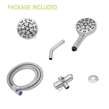 Multi Function Dual Shower Head - Shower System with 4.7" Rain Showerhead, 8-Function Hand Shower, Chrome