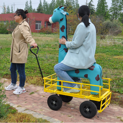 Tools cart Wagon Cart Garden cart trucks make it easier to transport firewood （Yellow colour）