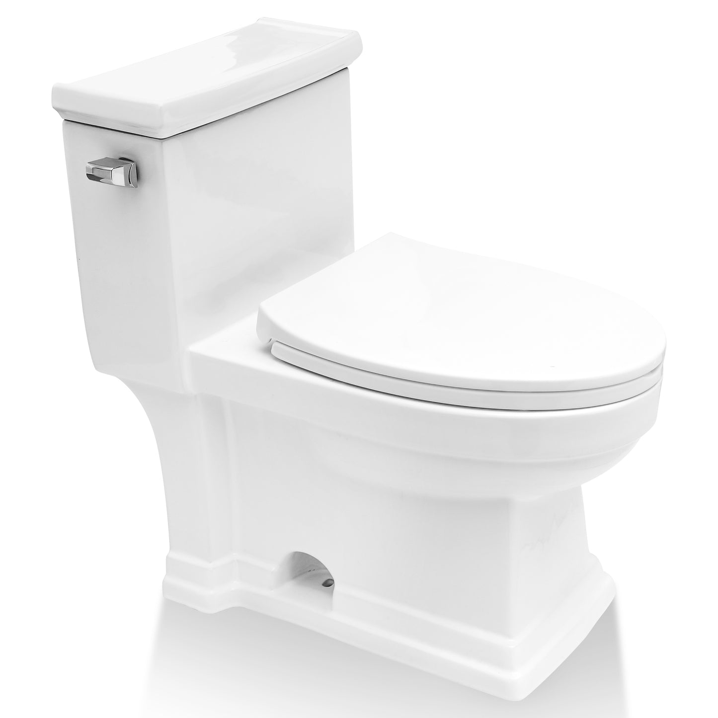 One Piece Toilet - Lordear Elongated Tall Comfort Height Single Flush White Ceramic Bathroom Toilet with Soft Clsoing Seat, Skirted Concealed Trapway, 12" Rough In, Wax Ring Included