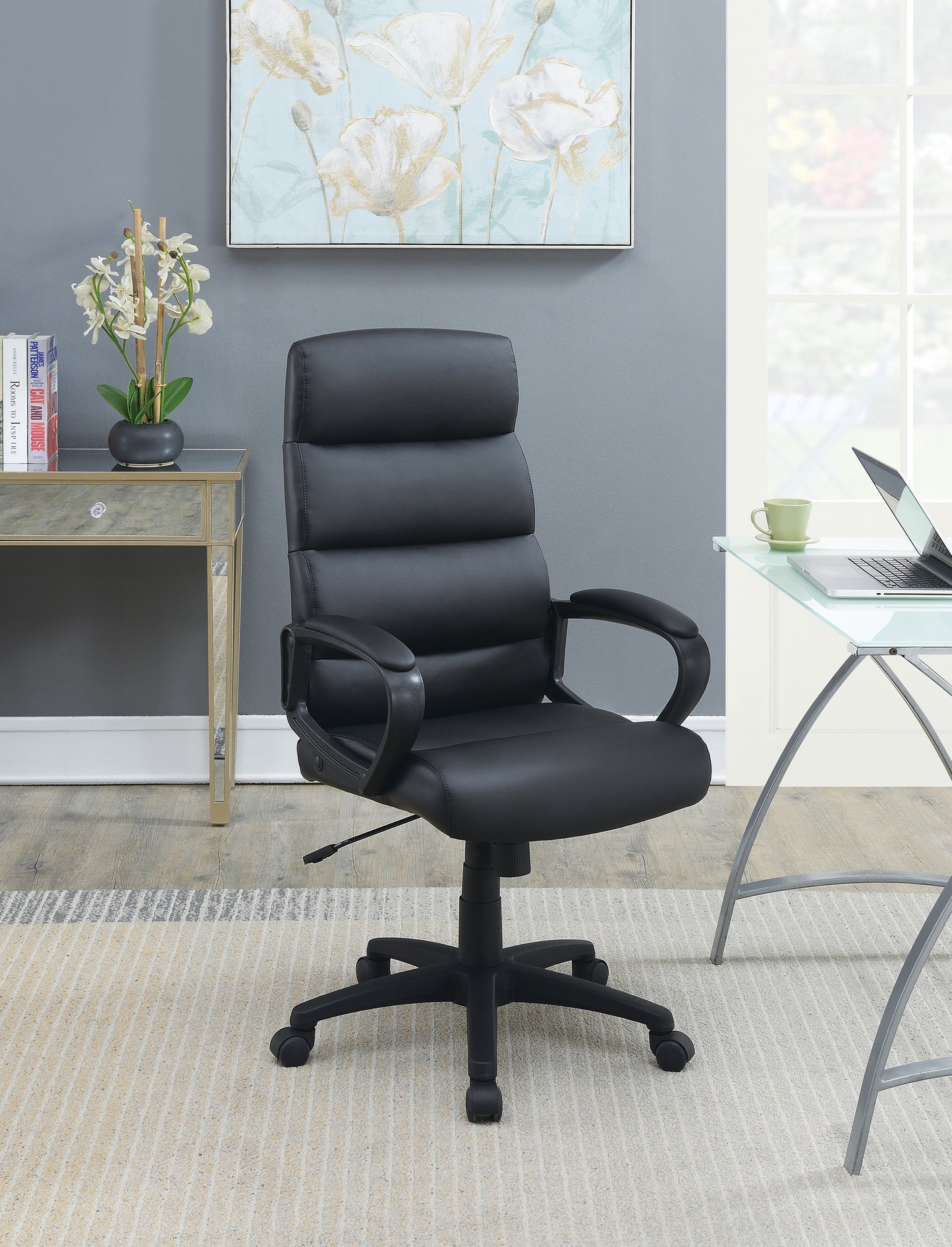 High-Back Adjustable Height Office Chair in Black