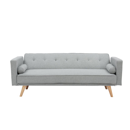 Light Grey Double Corner Folding Sofa Bed, Two Throw Pillows