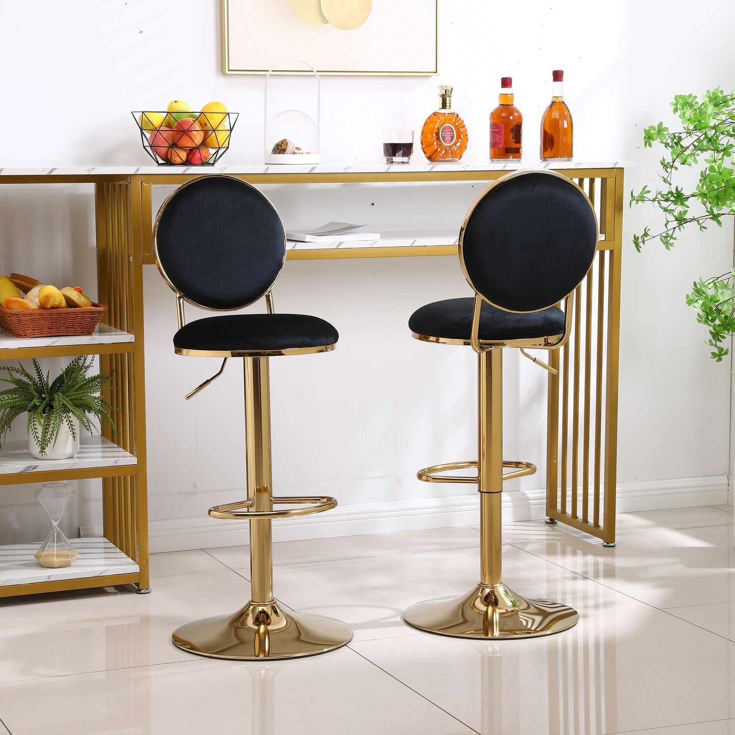 Bar Stools with Back and Footrest Counter Height Dining Chairs  2pcs/ctn