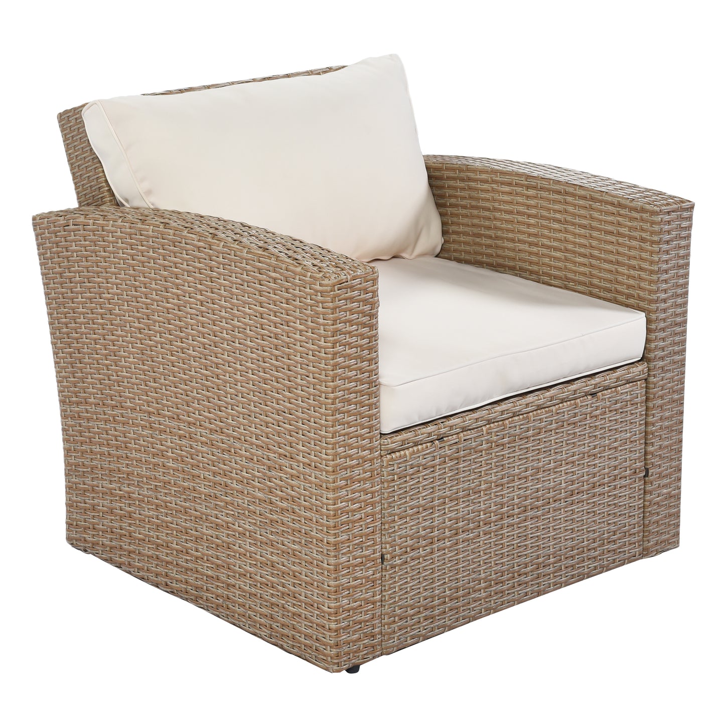 U_STYLE Outdoor Patio Furniture Set 4-Piece Conversation Set Wicker Furniture Sofa Set with Beige Cushions