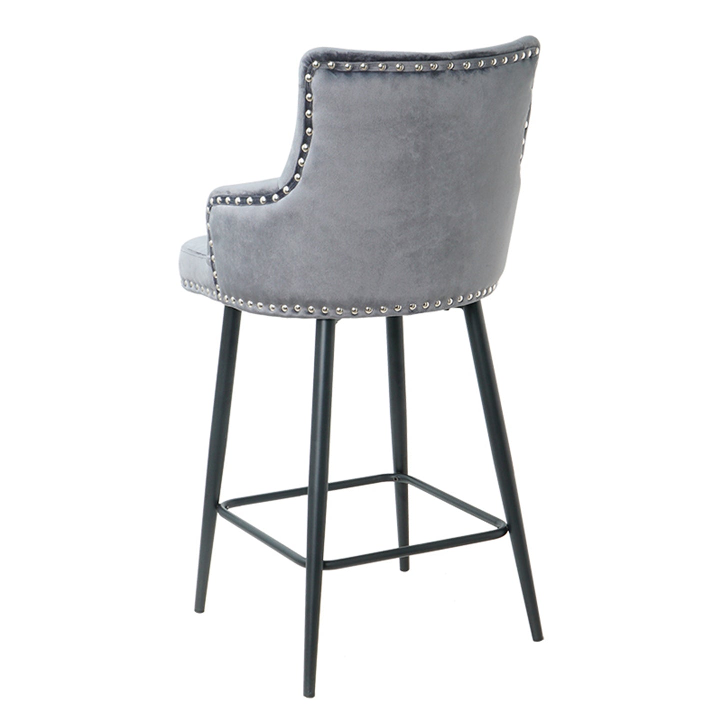 Modern style bar chair with armrests and footrests, riveted design is more fashionable（set of 2）