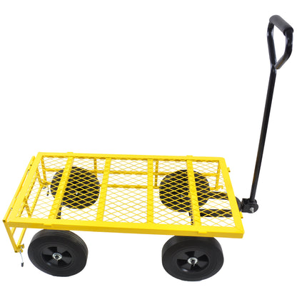 Tools cart Wagon Cart Garden cart trucks make it easier to transport firewood （Yellow colour）