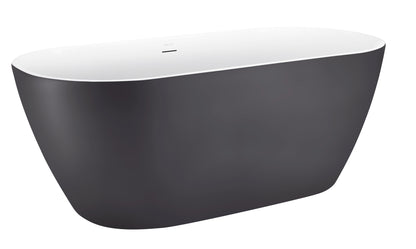 59" 100% Acrylic Freestanding Bathtub，Contemporary Soaking Tub，white inside and gray outside