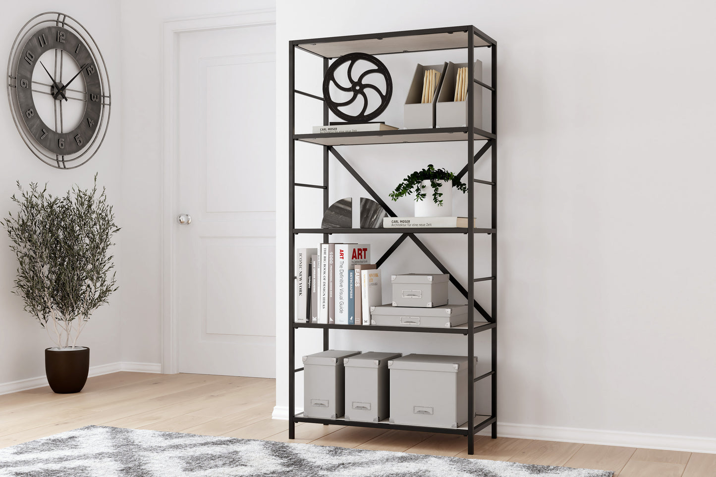 Ashley Bayflynn White+Black Casual Bookcase H288-70