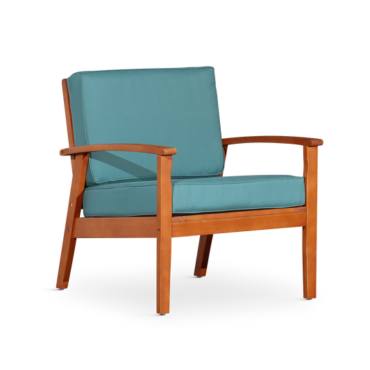 Deep Seat Eucalyptus Chair, Natural Oil Finish, Sage Cushions