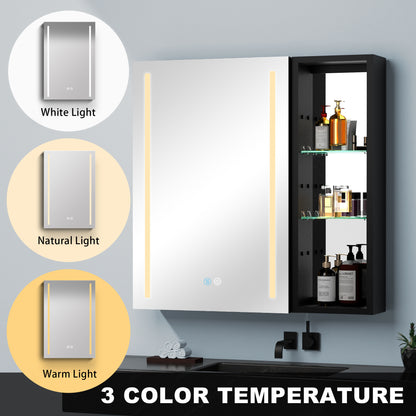 30x30 Inch Bathroom Medicine Cabinets Surface Mounted Cabinets With Lighted Mirror Left Defogging, Small Cabinet No Door