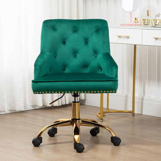 Home Office Chair, Velvet Office Chair, Adjustable Armchair Cute Desk Chair