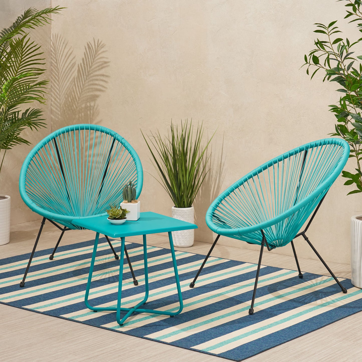 Sale Furniture Alexis Outdoor Woven Chair Teal+Black (Set of 2)