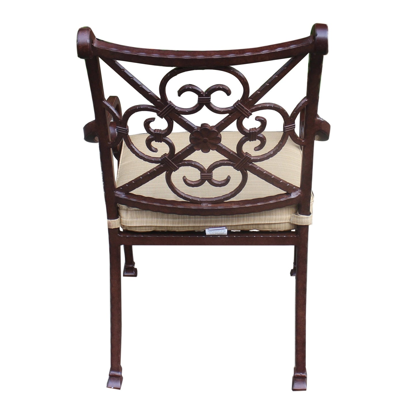 Cast Rose Ebony Aluminum Stacking Arm Chair With Cushion, Set of 2, Dupioni Bamboo