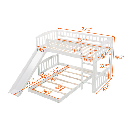 Twin Over Twin Bunk Bed with Slide and Ladder, White(OLD SKU :LP000514AAK)