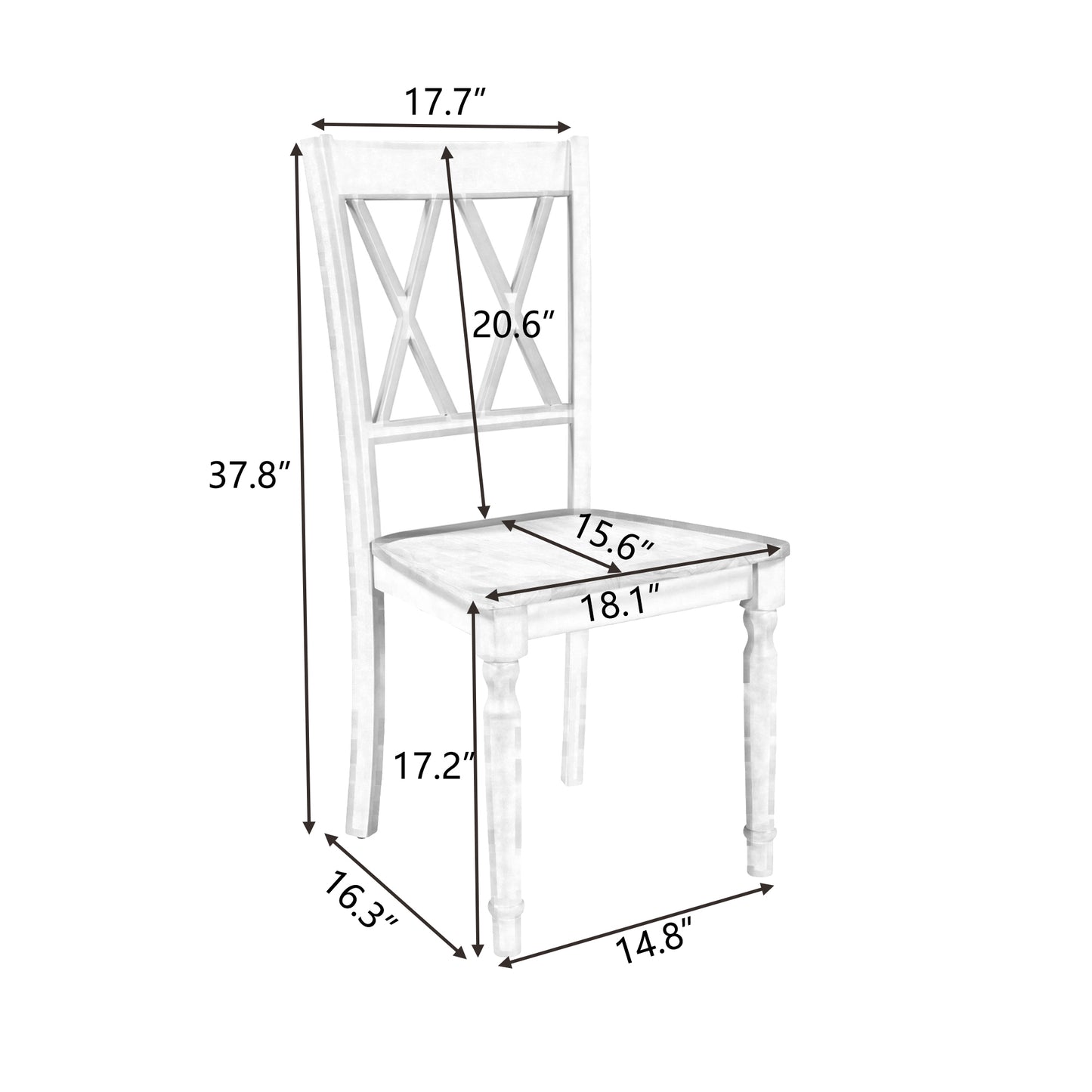 TOPMAX 4-Piece X-Back Wood Breakfast Nook Dining Chairs for Small Places, Natural+Distressed White