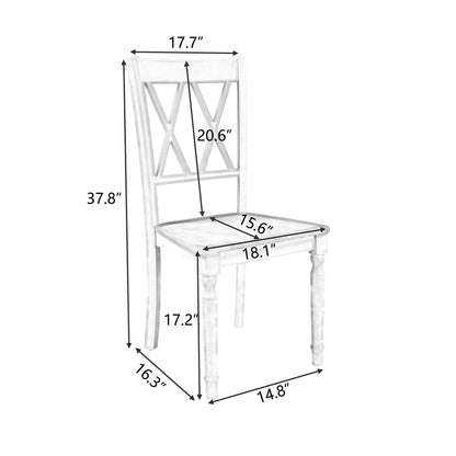 TOPMAX 4-Piece X-Back Wood Breakfast Nook Dining Chairs for Small Places, Natural+Distressed White
