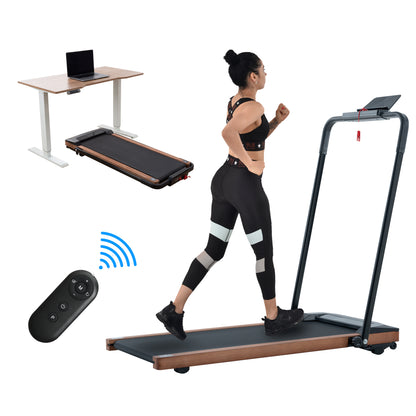 HP-P12ABK electric treadmill, folding treadmill, LCD display screen and mat holder;    Home Office Gym Stand, 2.25HP Electric， Wood Electric Treadmill with Remote Control, Walking Machine