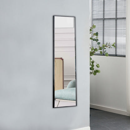 Full Length Mirror Aluminium alloy Metal Frame Wall Mounted Full Body  Mirror ,Bathroom Vanity Mirror, Bedroom Home Porch, Decorative Mirror, Clothing Store Black 48"*13.8"