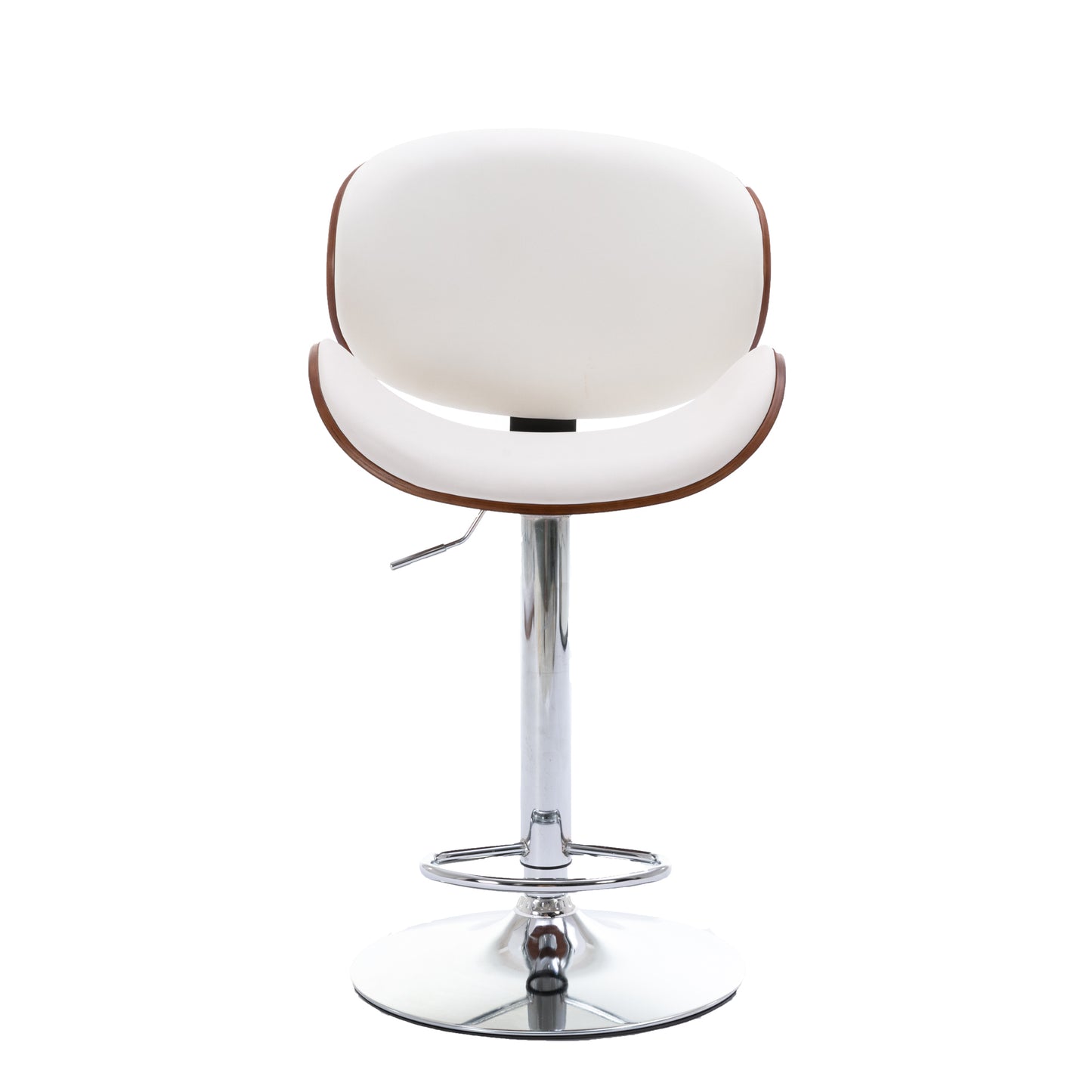 HengMing Bentwood Adjustable Bar Stools , Upholstered Swivel Barstool, white PU Leather Barstools (Set of 2)