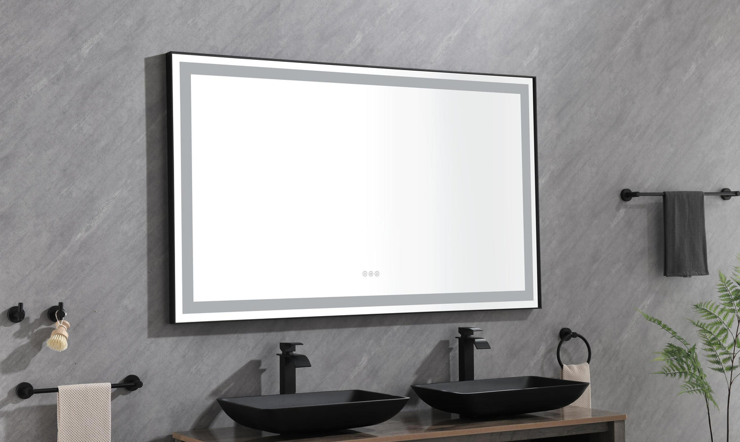 LTL needs to consult the warehouse address60*48 LED Lighted Bathroom Wall Mounted Mirror with High Lumen+Anti-Fog Separately Control