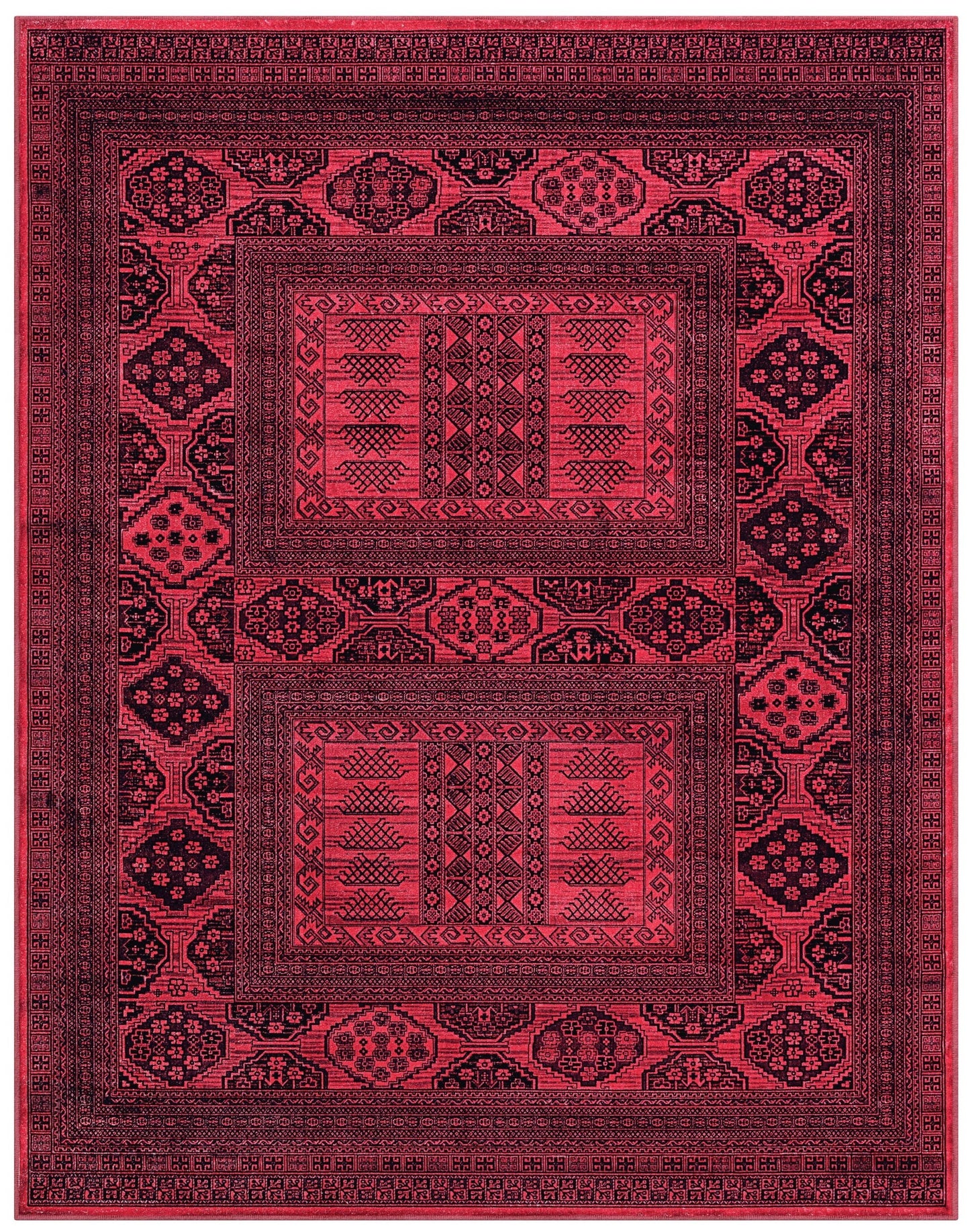 Alastair Red and Black Viscose Area Rug 3x5