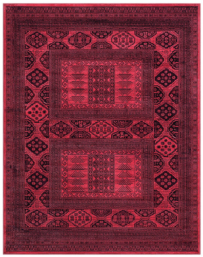 Alastair Red and Black Viscose Area Rug 8x10