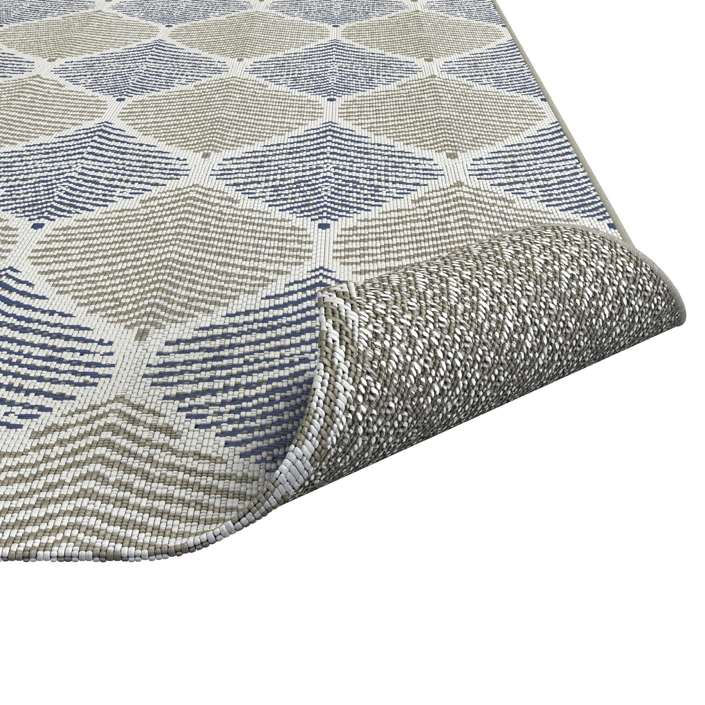 Foliage Blue, Beige Indoor / Outdoor Polypropylene Area Rug 8x10