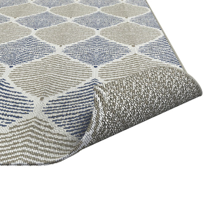 Foliage Blue, Beige Indoor / Outdoor Polypropylene Area Rug 8x10