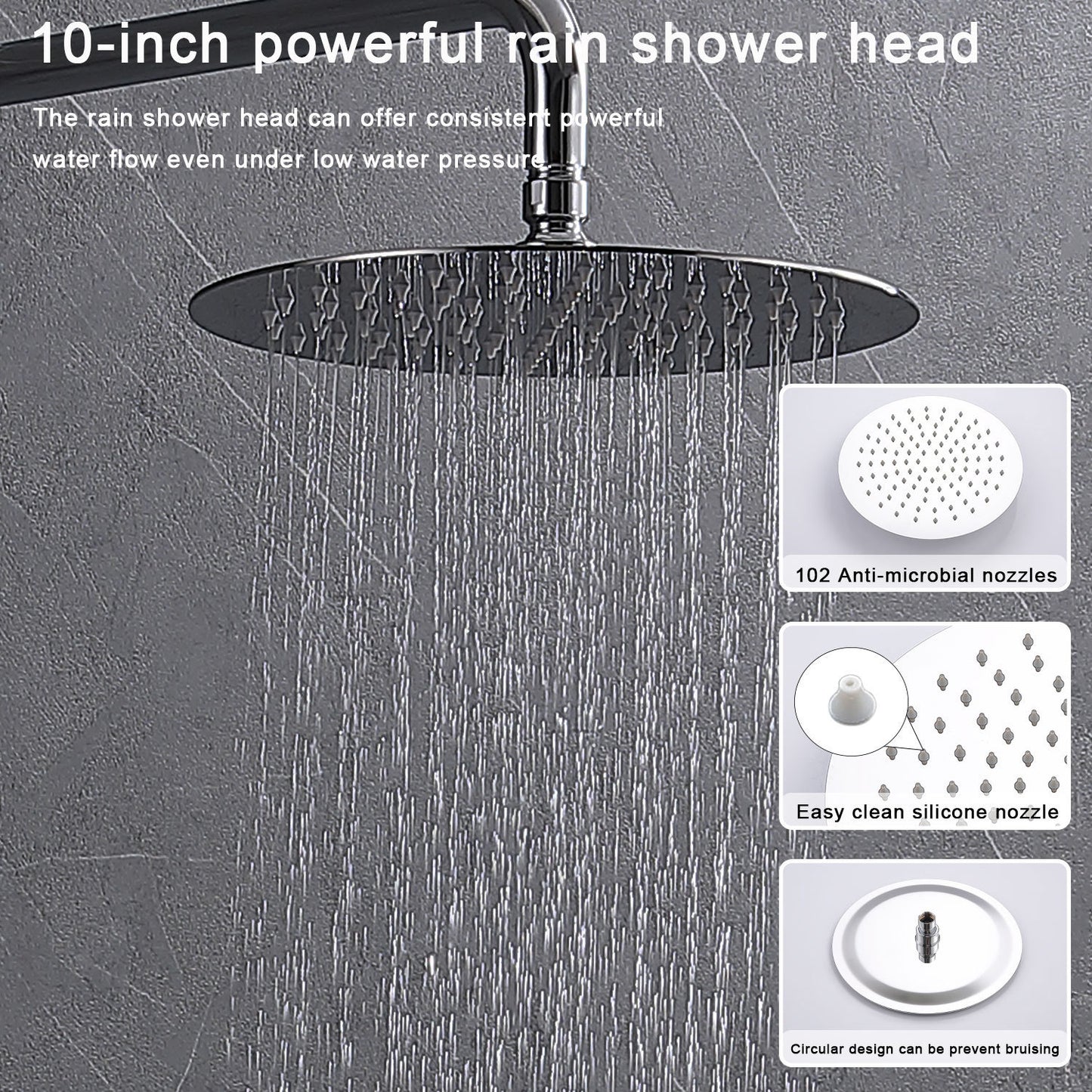 Shower System Shower Faucet Combo Set Wall Mounted with 10" Rainfall Shower Head and handheld shower faucet, Chrome Finish Shower Faucet Rough-In