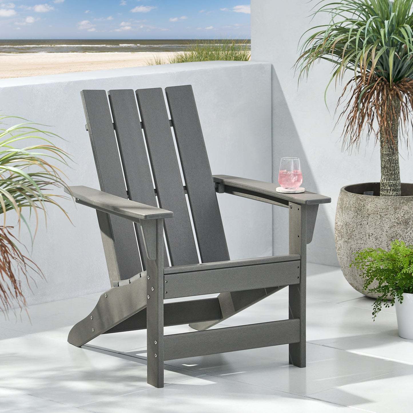 Outdoor Classic Gray Solid Wooden Adirondack Chair