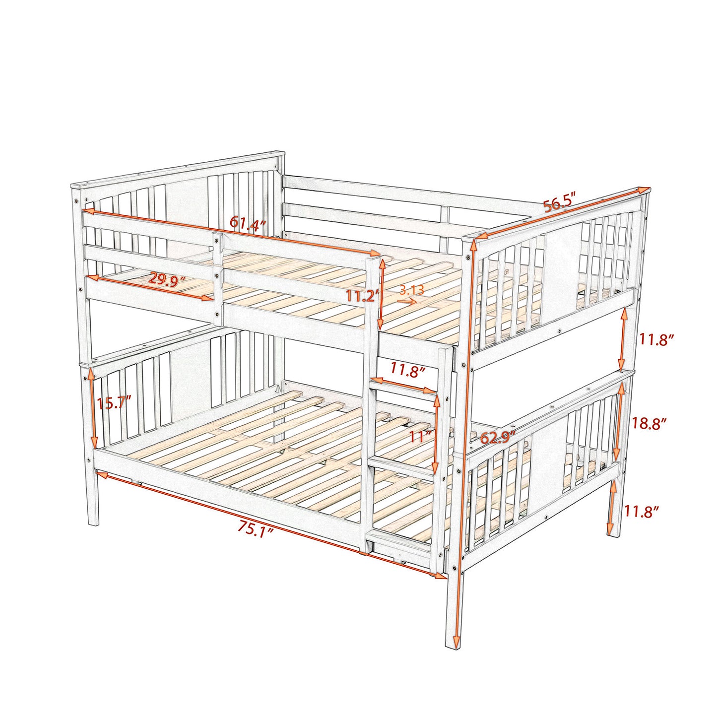 Full over Full Bunk Bed with Ladder for Bedroom, Guest Room Furniture-Espresso(OLD SKU :LP000203AAP)