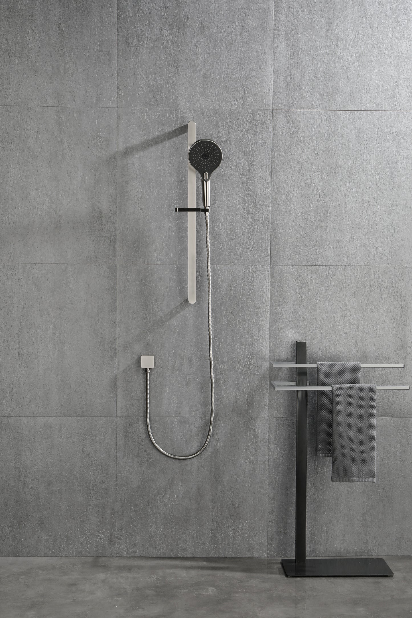 Shower System Square Bathroom Luxury Rain Mixer Shower Combo Set Pressure Balanced Shower System with Shower Head, Hand Shower, Slide Bar, Shower Arm, Hose, and Valve Trim