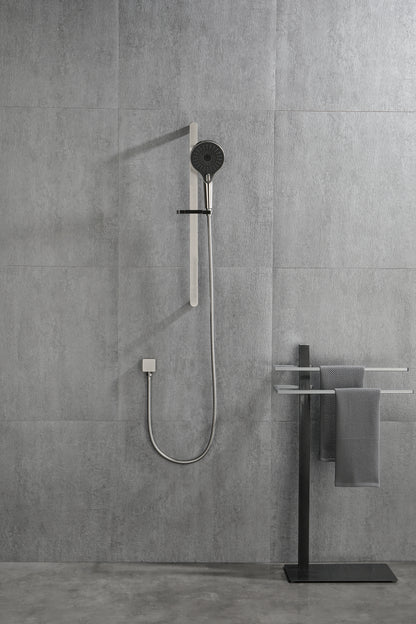 Shower System 10 Inch Square Bathroom Luxury Rain Mixer Shower Combo Set Pressure Balanced Shower System with Shower Head, Hand Shower, Slide Bar, Shower Arm, Hose, and Valve Trim