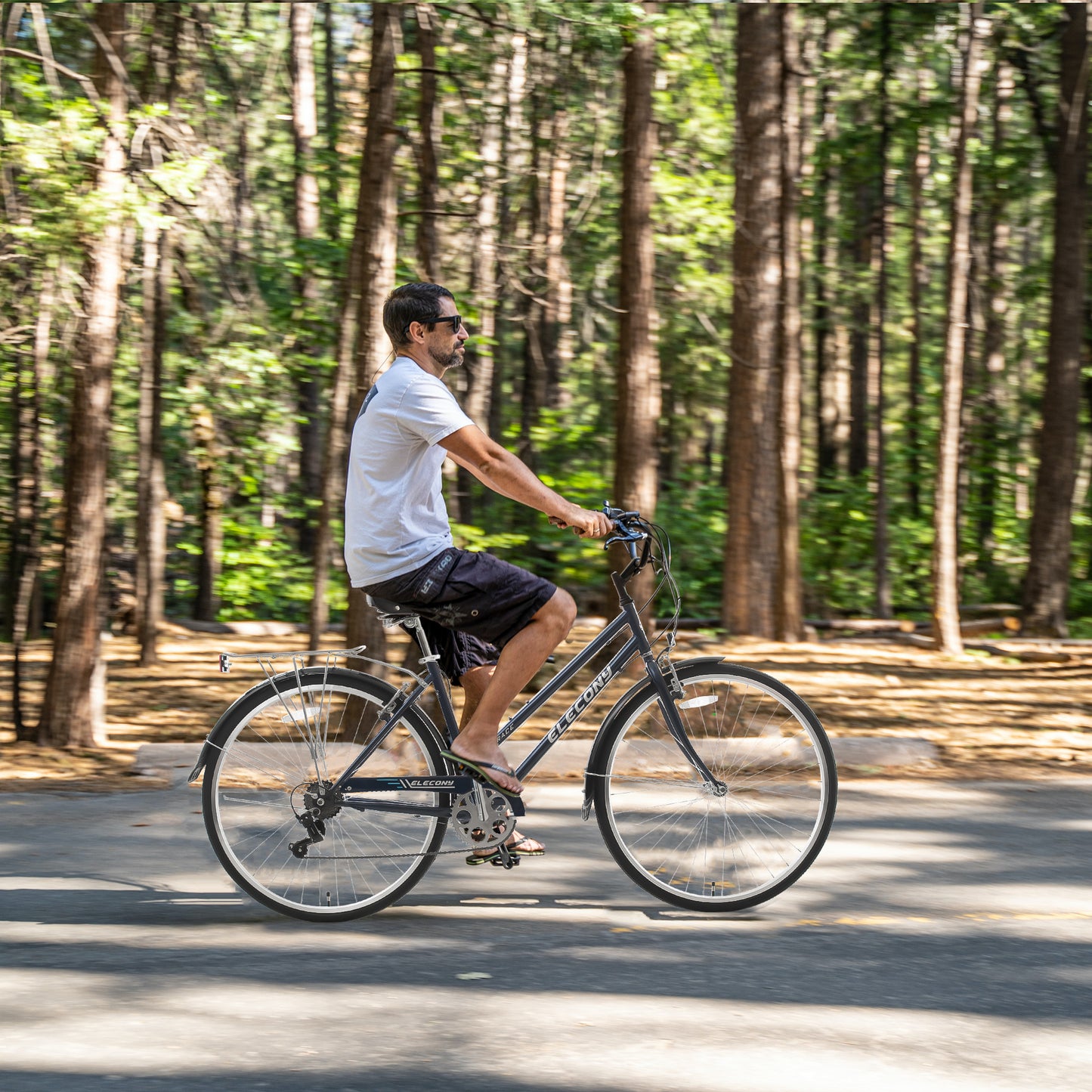 S27152 Elecony Freeland 27.5 Inch Unisex Cruiser Bike, Retro Step-Through High-Carbon Steel Frame, V-Brake/Coaster Brake, Beach Casual Commuter Hybrid Cruiser Bike for Men and Women